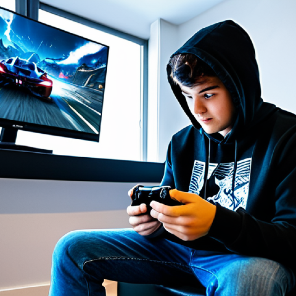 블랙 팔콘 큐 리뷰 - **Prompt:** A young, enthusiastic gamer, fully clothed in comfortable gaming attire (jeans and a hoo...