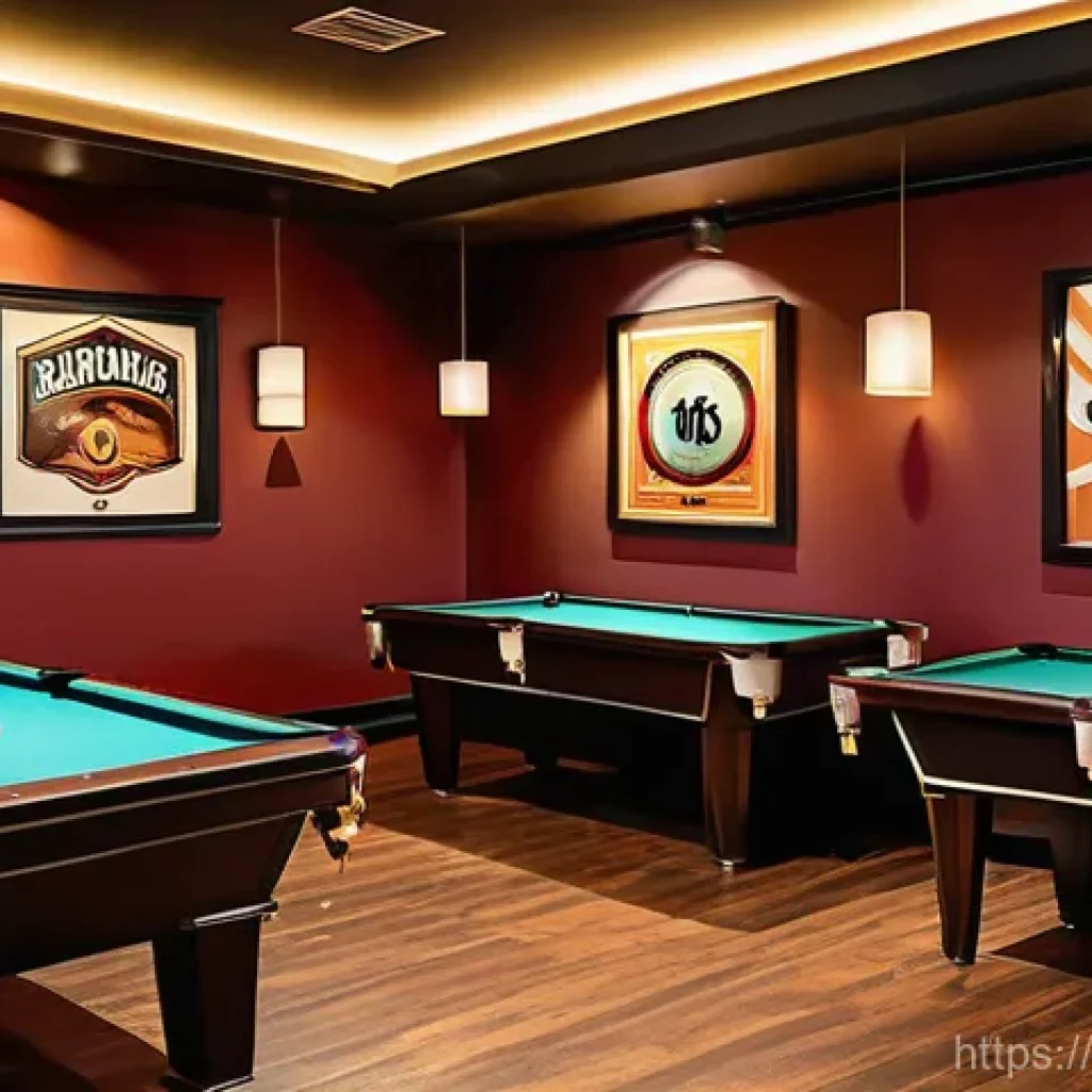 당구장 운영 팁 - **Cozy and Stylish Billiards Club Ambiance**
A modern, inviting billiards club interior, capture...
