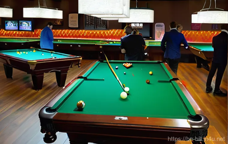 당구장 운영 팁 - **Cozy and Stylish Billiards Club Ambiance**
A modern, inviting billiards club interior, capture... 당구장 운영 팁 - **Cozy and Stylish Billiards Club Ambiance**
A modern, inviting billiards club interior, capture...