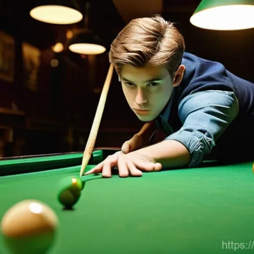 Home 19 당구 관련 유튜브 채널 - **Prompt: "A focused young male teenager, wearing a casual polo shirt and jeans, stands at a pristin...