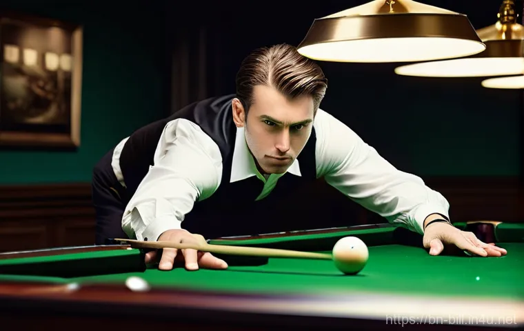 당구 비거리 계산법 - **Prompt:** "A highly concentrated adult male billiards player, dressed in a sharp polo shirt and ne...