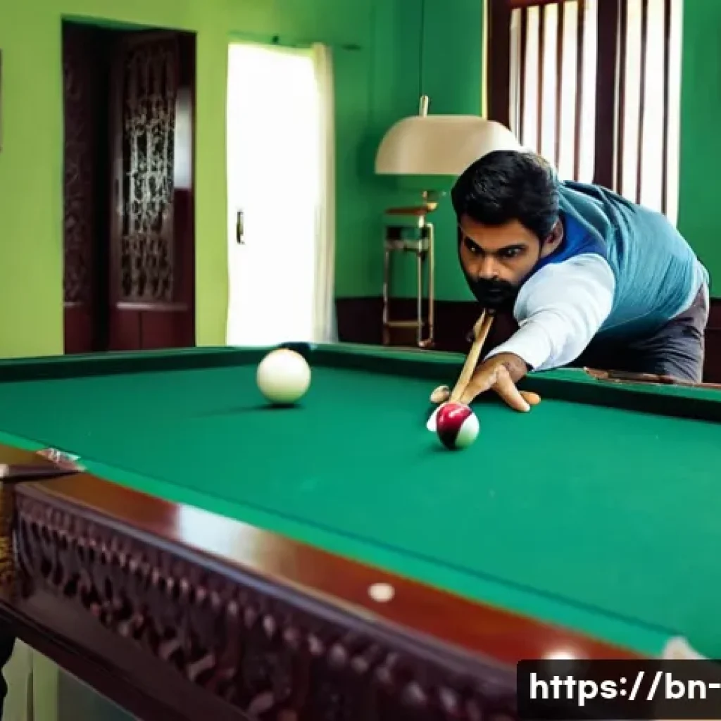 당구 게임에서 실수 줄이는 법 - A focused Bengali male billiards player in his mid-30s practicing on a clean, well-maintained billia...