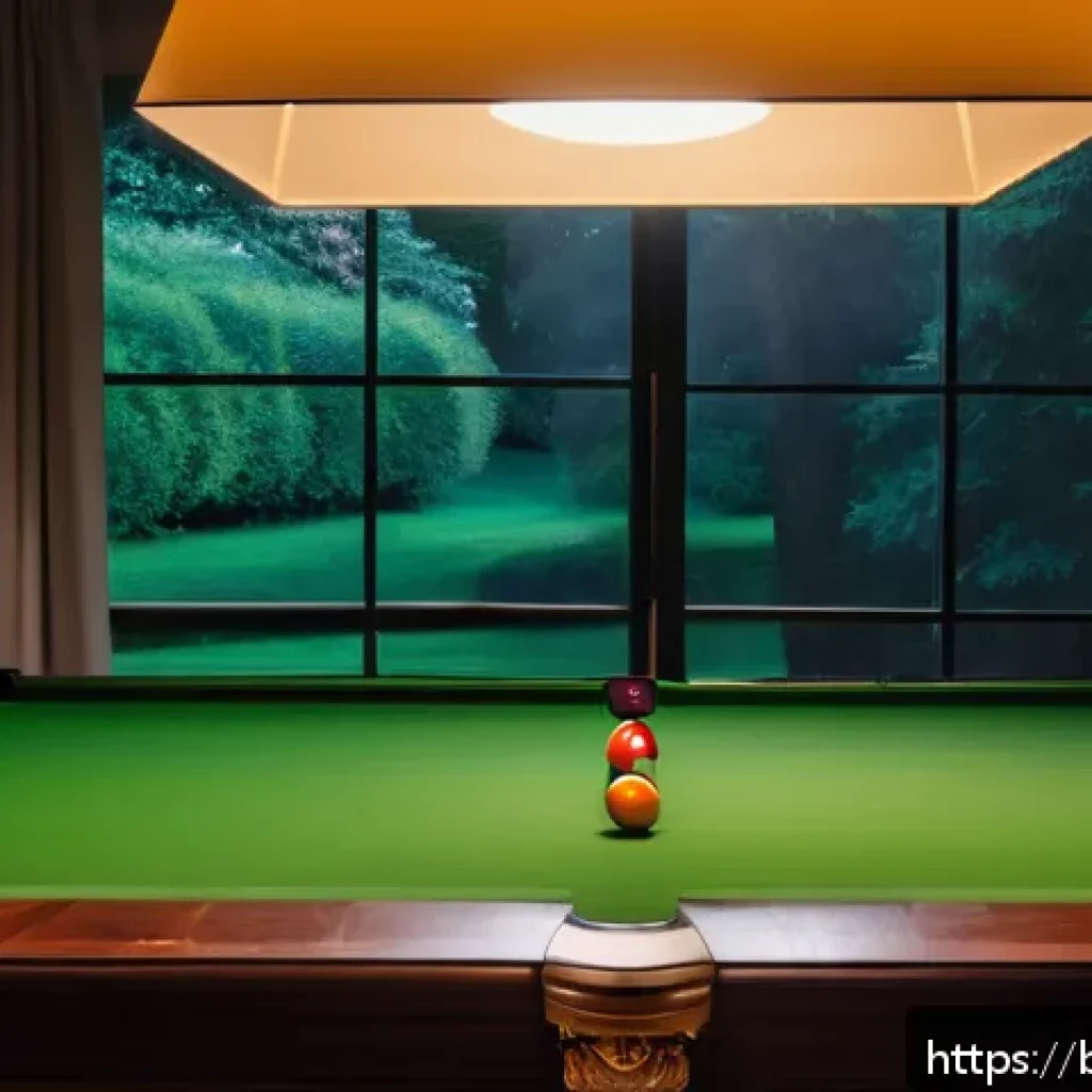 당구 영상 촬영 팁 - A professional billiards video shoot setup in a cozy indoor room with soft natural morning light fil...