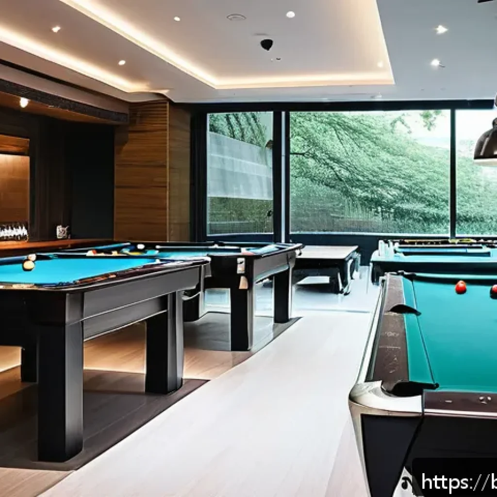 서울 당구장 추천 - A modern billiards bar interior in Seoul&rsquo;s Gangnam district featuring sleek glass pool tables with s...