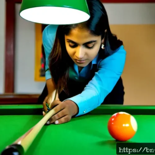 당구 레슨 무료 체험 - Photorealistic billiards lesson trial in a modern Dhaka-style pool hall, a friendly Bengali female i...