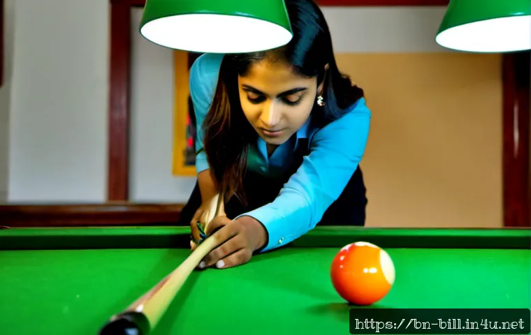 당구 레슨 무료 체험 - Photorealistic billiards lesson trial in a modern Dhaka-style pool hall, a friendly Bengali female i...