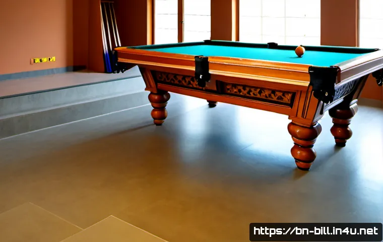 당구 테이블 장단점 비교 - Photorealistic side-by-side comparison of two billiard tables in a bright, elegant recreation room: ...